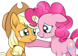 Size: 1936x1400 | Tagged: safe, artist:squipycheetah, character:applejack, character:pinkie pie, ship:applepie, comforting, cute, diapinkes, duo, female, jackabetes, lesbian, shipping, simple background, transparent background