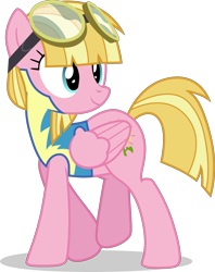 Size: 2858x3603 | Tagged: safe, artist:tomfraggle, character:meadow flower, species:pegasus, species:pony, clothing, female, looking back, mare, simple background, smiling, solo, transparent background, uniform, vector, wonderbolt cadet, wonderbolt trainee uniform