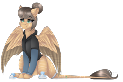 Size: 3000x2000 | Tagged: safe, artist:mauuwde, oc, oc only, oc:gwen, species:pegasus, species:pony, augmented tail, clothing, female, high res, hoodie, mare, simple background, sitting, solo, transparent background
