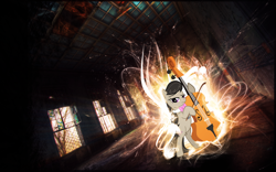Size: 1920x1200 | Tagged: safe, artist:moongazeponies, artist:vividkinz, edit, character:octavia melody, bow, cello, empty, female, musical instrument, room, solo, stock image, vector, wallpaper, wallpaper edit, window
