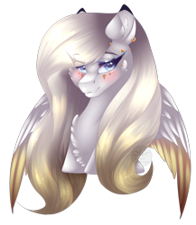 Size: 1548x1786 | Tagged: safe, artist:mauuwde, oc, oc only, oc:angelica, species:pegasus, species:pony, bust, colored wings, female, mare, multicolored wings, portrait, simple background, solo, transparent background