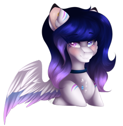 Size: 1024x1045 | Tagged: safe, artist:mauuwde, oc, oc only, oc:heart light, species:pony, bust, colored wings, female, heterochromia, mare, multicolored wings, portrait, simple background, solo, transparent background
