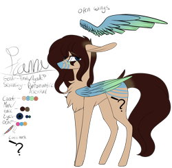 Size: 3160x3093 | Tagged: safe, artist:sweetmelon556, oc, oc only, oc:fianna, species:pegasus, species:pony, colored wings, female, high res, mare, multicolored wings, reference sheet, solo
