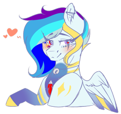 Size: 713x676 | Tagged: safe, artist:mauuwde, oc, oc only, oc:hoshiko, species:pegasus, species:pony, blushing, bust, colored wings, female, heart, mare, multicolored wings, portrait, simple background, solo, transparent background