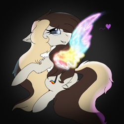 Size: 2560x2560 | Tagged: safe, artist:brokensilence, oc, oc only, oc:misty serenity, ponysona, species:pegasus, species:pony, butt freckles, chest fluff, colored wings, freckles, glasses, multicolored wings, rainbow, rainbow wings, solo