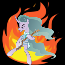 Size: 4096x4096 | Tagged: safe, artist:amarthgul, character:mistmane, species:pony, species:unicorn, absurd resolution, curved horn, female, guitarity, mare, metal as fuck, shamisen, solo, square, vector