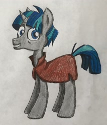 Size: 2181x2564 | Tagged: safe, artist:bozzerkazooers, character:stygian, species:pony, episode:shadow play, g4, my little pony: friendship is magic, cape, clothing, cute, male, simple background, solo, stallion, stygianbetes, traditional art, white background