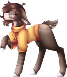 Size: 1024x1174 | Tagged: safe, artist:mauuwde, oc, oc only, oc:addie, species:earth pony, species:pony, chest fluff, clothing, deer tail, female, glasses, mare, simple background, solo, sweater, transparent background
