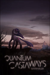 Size: 1200x1800 | Tagged: safe, artist:cosmicunicorn, artist:swan song, edit, character:twilight sparkle, species:pony, fanfic:quantum castaways, canterlot, cloud, cloudy, fanfic, fanfic art, fanfic cover, female, looking back, sad, solo, typography, windswept mane