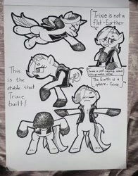 Size: 1824x2322 | Tagged: safe, artist:shoeunit, character:trixie, species:pony, species:unicorn, aj styles, clothing, dialogue, female, flat earth, gloves, mare, solo, sports, traditional art, wrestling, wwe