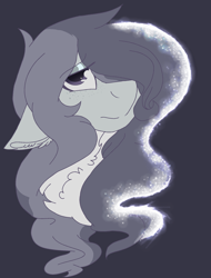 Size: 1660x2181 | Tagged: safe, artist:brokensilence, oc, oc only, oc:misty serenity, species:pony, bust, chest fluff, eyeshadow, freckles, limited palette, makeup, sad, solo