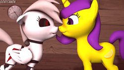 Size: 3840x2160 | Tagged: safe, artist:goatcanon, oc, oc:lemontwist, oc:servo, species:pony, episode:hearts and hooves day, g4, my little pony: friendship is magic, 3d, duo, female, holiday, male, nuzzling, robot, robot pony, source filmmaker, straight, valentine's day