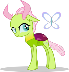 Size: 799x832 | Tagged: safe, artist:mlp-trailgrazer, oc, oc only, oc:veil, parent:fluttershy, parent:thorax, parents:thoraxshy, species:changepony, hybrid, interspecies offspring, offspring, simple background, solo, transparent background, vector