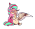 Size: 1457x1217 | Tagged: safe, artist:sweetmelon556, oc, oc only, oc:melon seed, oc:snickerdoodle, species:bird, species:deer, species:earth pony, species:peryton, species:pony, antlers, female, hug, hybrid, mare, original species, simple background, transparent background, wings