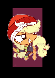 Size: 540x764 | Tagged: safe, artist:dori-to, character:applejack, species:earth pony, species:pony, episode:p.p.o.v. (pony point of view), g4, my little pony: friendship is magic, captain jackbeard, chibi, clothing, female, hat, smiling, solo