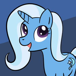 Size: 800x800 | Tagged: safe, artist:why485, character:trixie, species:pony, species:unicorn, g4, abstract background, awesome face, female, happy, mare, open mouth, request, smiling, solo