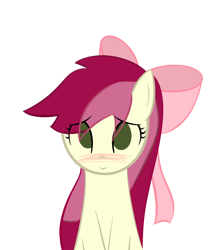 Size: 650x749 | Tagged: safe, artist:why485, character:roseluck, species:earth pony, species:pony, g4, blushing, bow, bust, female, hair bow, looking at you, mare, no pupils, photoshop, simple background, solo, transparent background