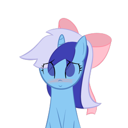 Size: 1200x1200 | Tagged: safe, artist:why485, character:minuette, species:pony, species:unicorn, g4, blushing, bust, female, hair bow, looking at you, mare, no pupils, simple background, solo, transparent background