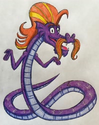 Size: 2581x3245 | Tagged: safe, artist:bozzerkazooers, character:steven magnet, species:sea serpent, facial hair, male, moustache, solo, traditional art