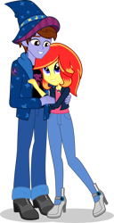 Size: 622x1217 | Tagged: safe, artist:mlp-trailgrazer, oc, oc only, oc:jessica pedley, oc:xaldin wolfgang, my little pony:equestria girls, clothing, equestria girls-ified, hat, high heels, jacket, pants, shoes, simple background, transparent background, wizard hat