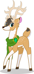 Size: 588x1272 | Tagged: safe, artist:mlp-trailgrazer, oc, oc only, oc:tyandaga, species:deer, brooch, clothing, male, scarf, simple background, smiling, solo, transparent background, vector