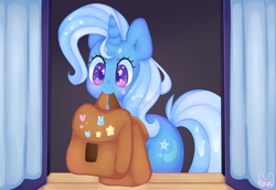 Size: 2914x2000 | Tagged: safe, artist:bunxl, character:trixie, species:pony, species:unicorn, episode:to where and back again, g4, my little pony: friendship is magic, cute, diatrixes, female, heart eyes, looking at you, saddle bag, scene interpretation, solo, starry eyes, wingding eyes
