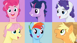Size: 1920x1080 | Tagged: safe, artist:nolycs, character:applejack, character:fluttershy, character:pinkie pie, character:rainbow dash, character:rarity, character:twilight sparkle, oc:dusk shine, species:earth pony, species:pegasus, species:pony, species:unicorn, episode:all bottled up, g4, my little pony: friendship is magic, applejack (male), best friends until the end of time, bubble berry, butterscotch, elusive, male, male six, mane six, rainbow blitz, rule 63, stallion