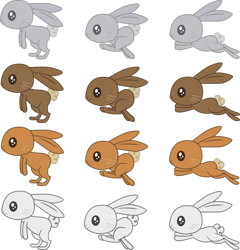 Size: 876x912 | Tagged: safe, artist:gray--day, species:rabbit, .ai available, .svg available, animal, palette swap, recolor, resource, running, simple background, transparent background, vector