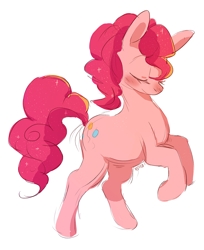 Size: 1044x1280 | Tagged: safe, artist:cherivinca, character:pinkie pie, species:earth pony, species:pony, cute, diapinkes, eyes closed, female, mare, rearing, simple background, solo, white background