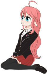 Size: 2625x4096 | Tagged: safe, artist:amarthgul, character:ocellus, species:human, episode:school daze, g4, my little pony: friendship is magic, ahoge, anime, clothing, elf ears, female, high res, humanized, schoolgirl, simple background, solo, transparent background