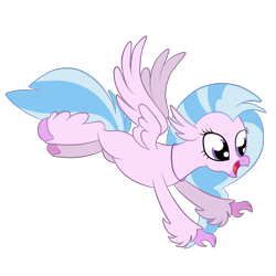Size: 3000x3000 | Tagged: safe, artist:squipycheetah, character:silverstream, species:classical hippogriff, species:hippogriff, episode:school daze, g4, my little pony: friendship is magic, cute, diastreamies, female, flying, happy, jewelry, missing accessory, necklace, open mouth, simple background, smiling, solo, transparent background