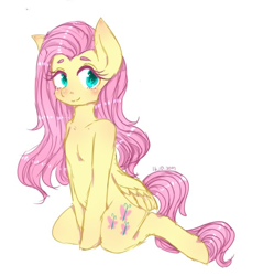 Size: 612x640 | Tagged: safe, artist:divided-s, character:fluttershy, species:pegasus, species:pony, cute, female, looking at you, mare, shyabetes, simple background, solo, white background