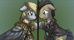 Size: 1110x605 | Tagged: safe, artist:askaniz, artist:saturnspace, character:derpy hooves, character:doctor whooves, character:time turner, ship:doctorderpy, crossover, doomsday, female, male, minecraft, minecraft pixel art, pixel art, shipping, straight
