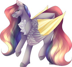Size: 1873x1748 | Tagged: safe, artist:mauuwde, oc, oc:colour drop, species:pegasus, species:pony, chest fluff, female, mare, simple background, solo, transparent background, two toned wings