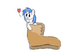 Size: 2224x1668 | Tagged: safe, artist:joey, character:dj pon-3, character:vinyl scratch, species:pony, species:unicorn, boot, clothing, female, heart, shoes, simple background, solo, white background