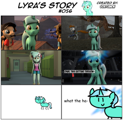 Size: 3929x3812 | Tagged: safe, artist:goatcanon, artist:round trip, character:lyra heartstrings, oc, oc:lemontwist, oc:littlepip, species:pony, species:unicorn, comic:lyra's story, fallout equestria, my little pony:equestria girls, 2fort, 3d, anakin skywalker, canterlot high, clothing, comic, crossover, darth sidious, darth vader, death star, deathclaw, dialogue, dimension travel, emperor palpatine, fanfic, fanfic art, female, glowing horn, gun, hooves, horn, in a nutshell, levitation, magic, mare, medic, optical sight, pipbuck, rifle, scout, sniper, sniper rifle, source filmmaker, star wars, team fortress 2, telekinesis, vault suit, weapon, what the hay?