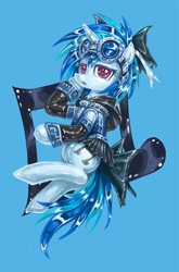 Size: 700x1063 | Tagged: safe, artist:saturnspace, character:dj pon-3, character:vinyl scratch, clothing, female, latex, punk, solo, steampunk
