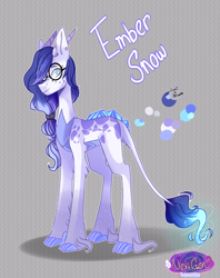Size: 1356x1710 | Tagged: safe, artist:iheyyasyfox, oc, oc:ember snow, parent:rarity, parent:spike, parents:sparity, species:dracony, female, glasses, hybrid, interspecies offspring, offspring, reference sheet, solo
