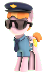 Size: 1340x2136 | Tagged: safe, artist:goatcanon, character:copper top, 3d, clothing, cuffs, female, hat, necktie, police, police officer, police pony, simple background, solo, source filmmaker, sunglasses, transparent background, uniform
