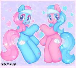 Size: 3600x3200 | Tagged: safe, artist:bunxl, character:aloe, character:lotus blossom, species:earth pony, species:pony, cute, female, heart, mare, siblings, sisters, smiling, spa twins
