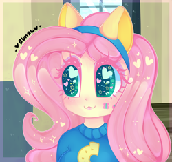 Size: 3400x3200 | Tagged: safe, artist:bunxl, character:fluttershy, my little pony:equestria girls, clothing, female, heart eyes, smiling, solo, wingding eyes, wondercolts
