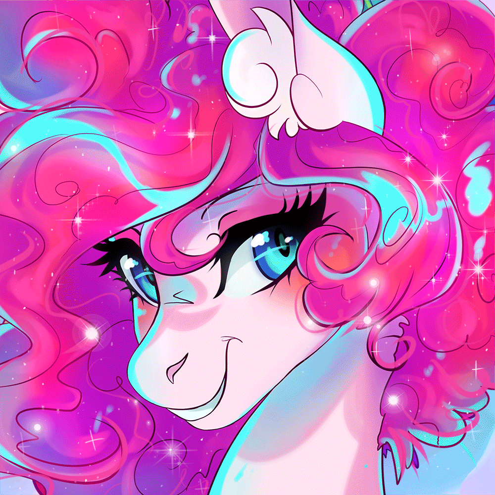 Size: 1000x1000 | Tagged: safe, artist:wilvarin-liadon, character:pinkie pie, species:pony, absurd file size, animated, blinking, cute, diapinkes, female, looking at you, mare, solo, sparkles