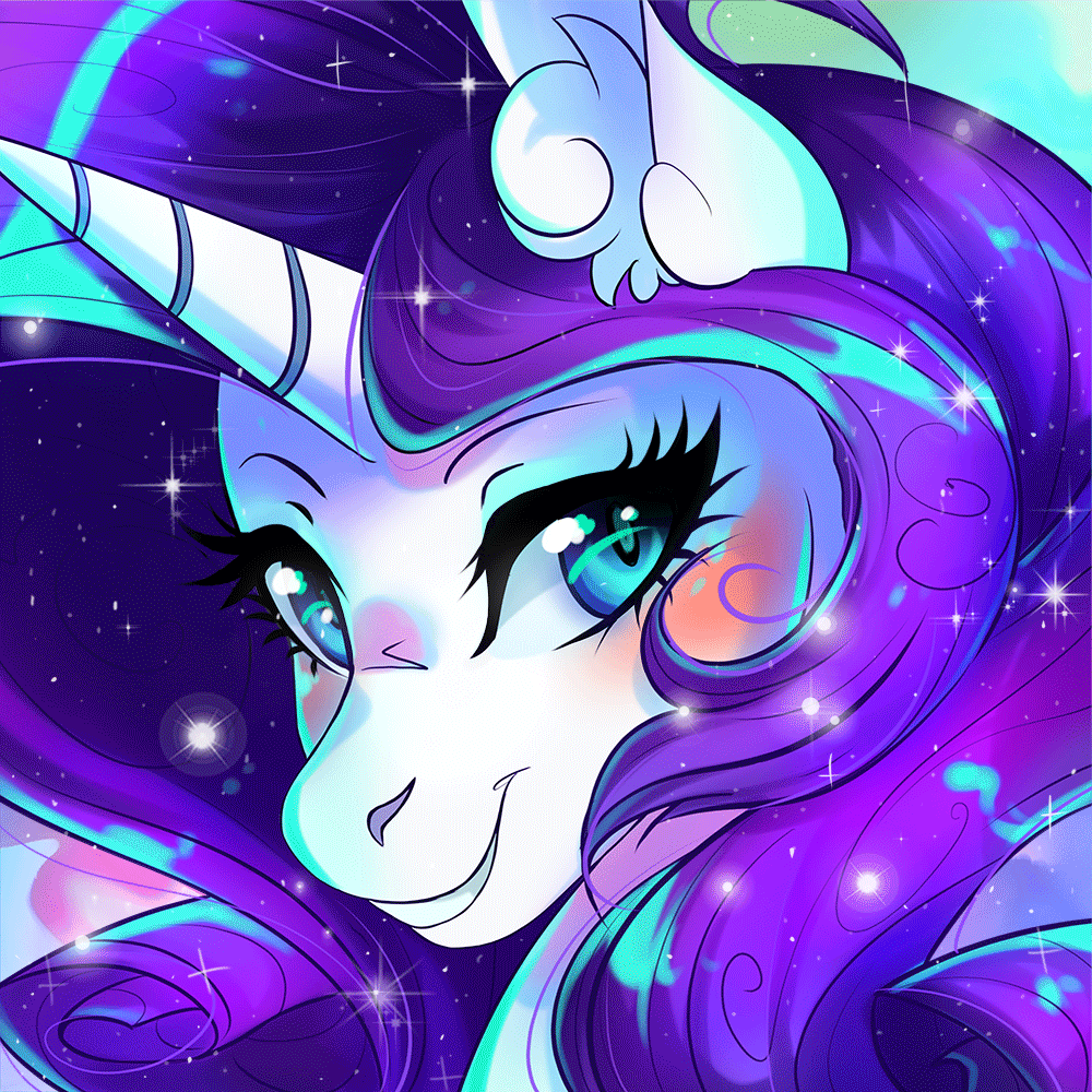 Size: 1000x1000 | Tagged: safe, artist:wilvarin-liadon, character:rarity, species:pony, species:unicorn, absurd file size, animated, blinking, cute, female, mare, raribetes, solo