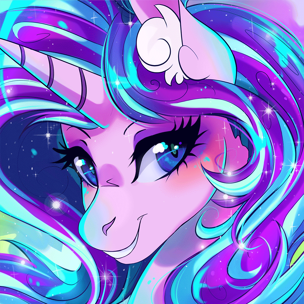 Size: 1000x1000 | Tagged: safe, artist:wilvarin-liadon, character:starlight glimmer, species:pony, species:unicorn, animated, blinking, cute, female, glimmerbetes, mare, solo