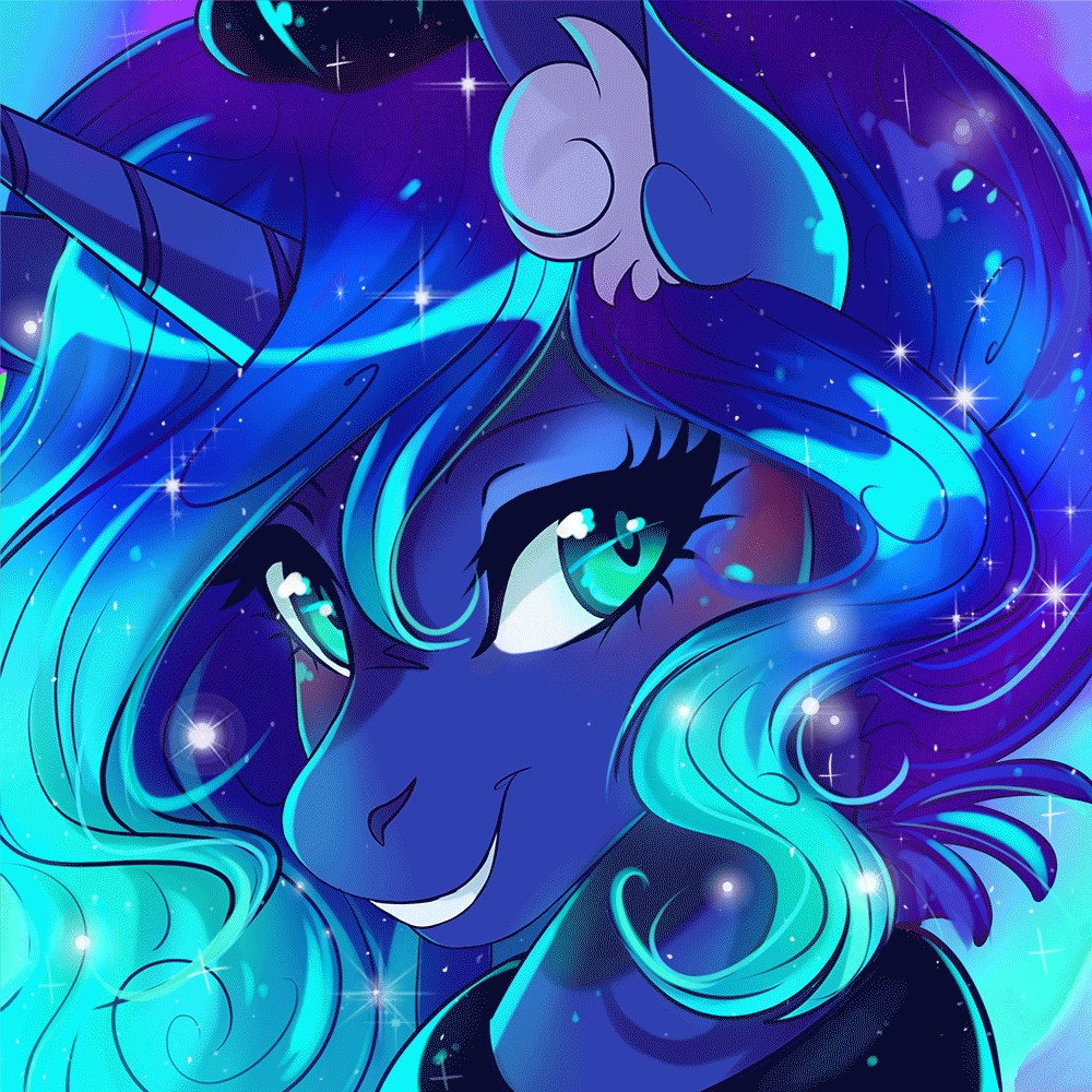 Size: 1000x1000 | Tagged: safe, artist:wilvarin-liadon, character:princess luna, species:alicorn, species:pony, animated, blinking, cute, female, lunabetes, mare, solo