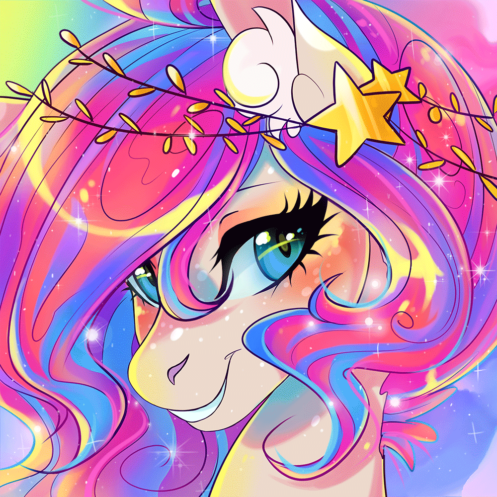 Size: 1000x1000 | Tagged: safe, artist:wilvarin-liadon, oc, oc only, oc:starry sunrise, species:pegasus, species:pony, absurd file size, animated, blinking, female, mare, solo