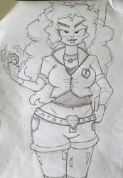 Size: 1280x1855 | Tagged: safe, artist:missmayaleanne, character:adagio dazzle, my little pony:equestria girls, breasts, busty adagio dazzle, lidded eyes, looking at you, pencil drawing, traditional art