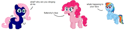 Size: 995x259 | Tagged: safe, artist:theinflater19, character:fluttershy, character:pinkie pie, character:rainbow dash, 1000 hours in ms paint, blueberry, engrish, food