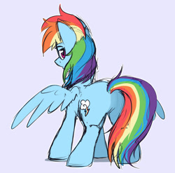 Size: 1000x988 | Tagged: safe, artist:nolycs, character:rainbow dash, female, looking back, plot, simple background, solo