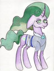Size: 2447x3193 | Tagged: safe, artist:luxiwind, character:mistmane, species:pony, clothing, curved horn, female, shirt, solo, traditional art